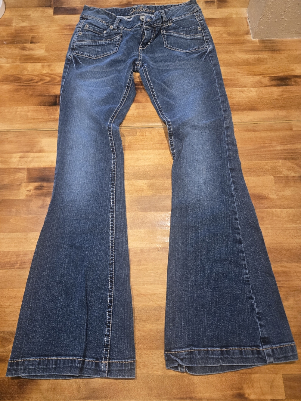 Women's Dark Blue Flare Jeans - Classic High-Rise Flared Leg